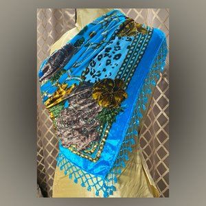 Velvet Burnout Shawl with Hand-embellished Beading